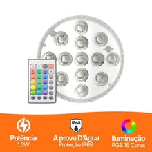 Upload image to gallery viewer, Kit de Luminárias para Piscina RGB 13 LEDS Sem Fios com Controle Remoto - AquaLed™