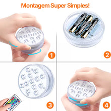 Upload image to gallery viewer, Kit de Luminárias para Piscina RGB 13 LEDS Sem Fios com Controle Remoto - AquaLed™