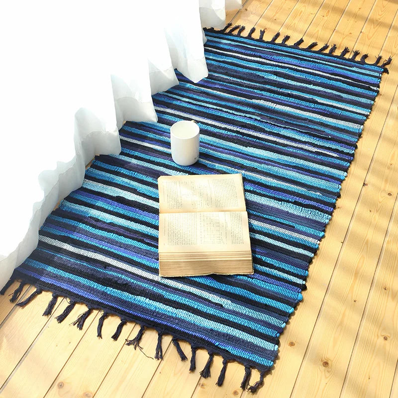 Tapete Artesanal Retrô em Algodão com Franjas – Estilo Boho