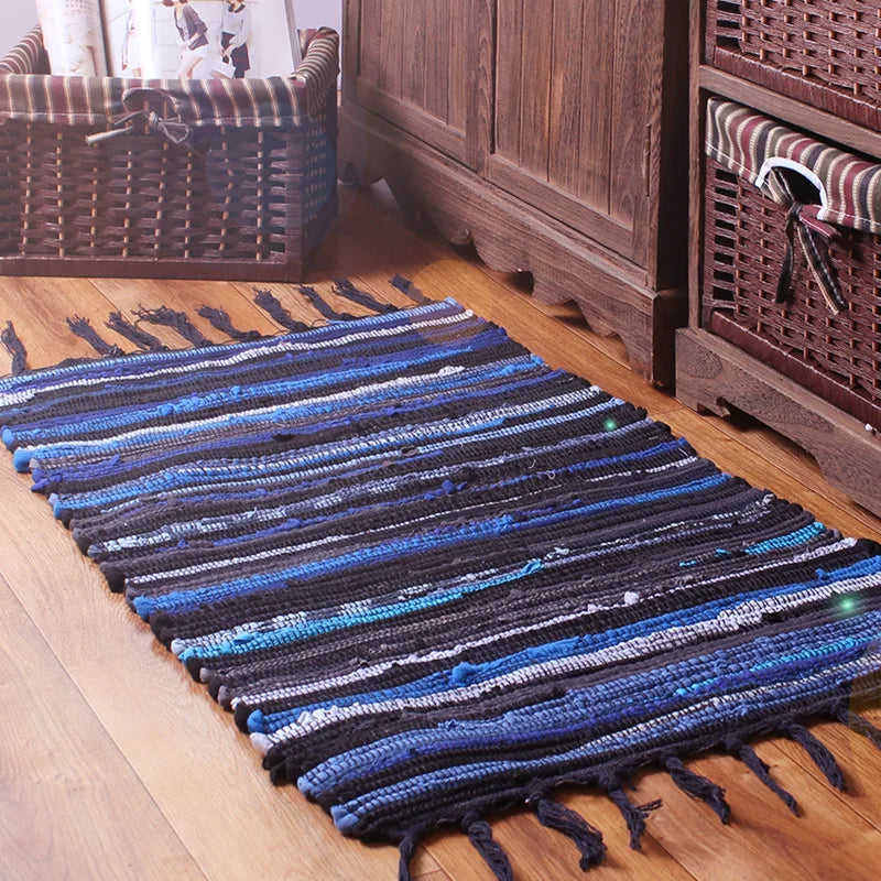 Tapete Artesanal Retrô em Algodão com Franjas – Estilo Boho