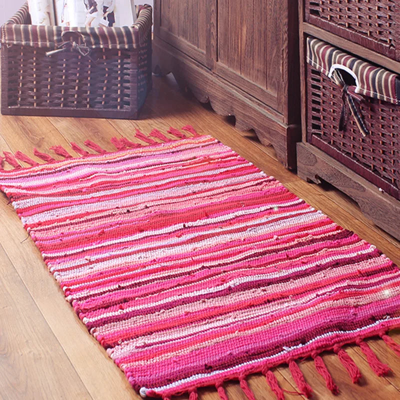 Tapete Artesanal Retrô em Algodão com Franjas – Estilo Boho