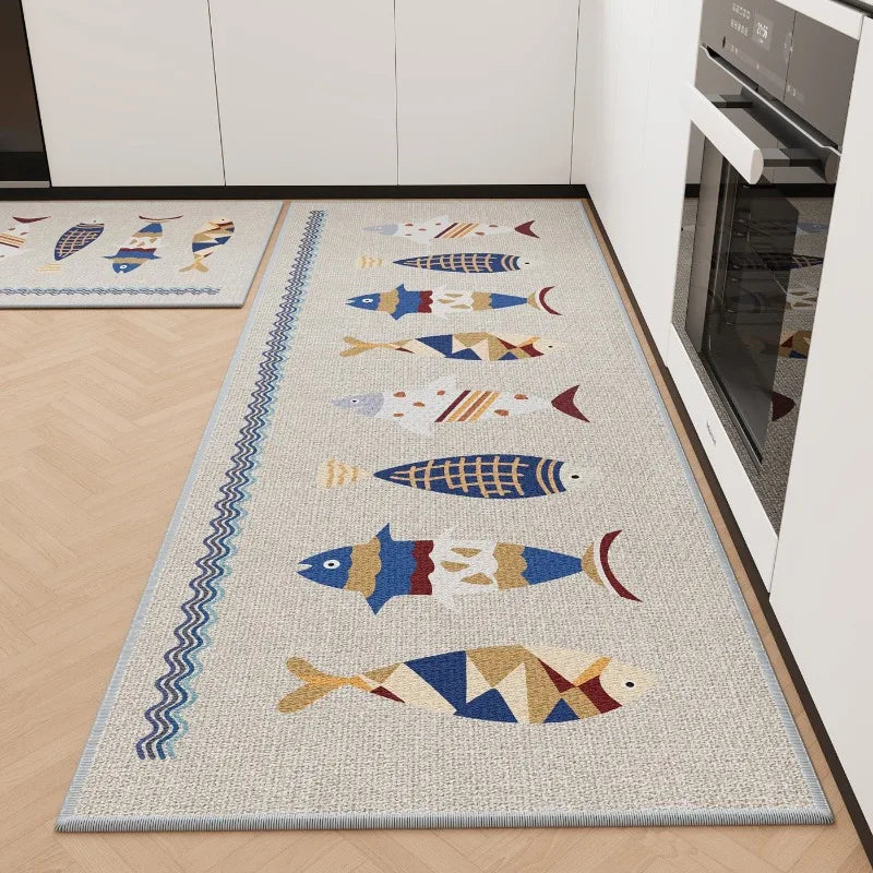 Tapete Coastal Fish Antiderrapante para Cozinha e Varanda Belo Morar