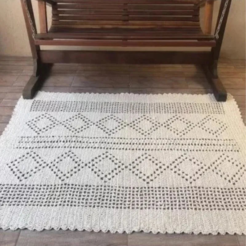 Tapete de Crochê Artesanal Retangular 1,50m