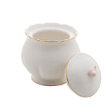 Açucareiro em Porcelana Luxo Birds Rosa Branco 300ml