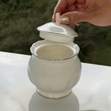 Açucareiro em Porcelana Luxo Birds Rosa Branco 300ml