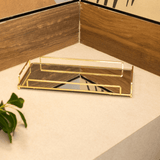 Bandeja Decorativa de Metal com Espelho Dourado 32cm