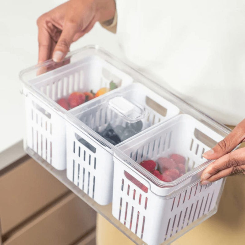 Organizador com Cesto Triplo Clear Fresh Branco 5 Litros