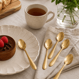 Jogo 6 Colheres para Sobremesa Gastro Aço Inox Dourado 13cm
