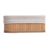 Conjunto 3 Cestos Retangulares de Bambu com Forro de Tecido