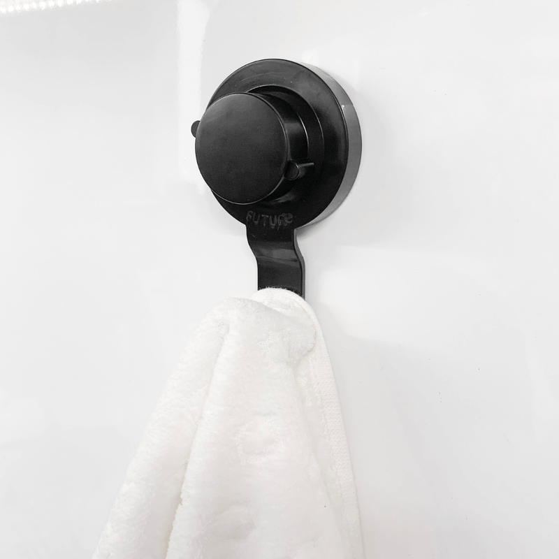 Gancho de Parede Preto Fosco com Ventosa Resistente 10,5cm