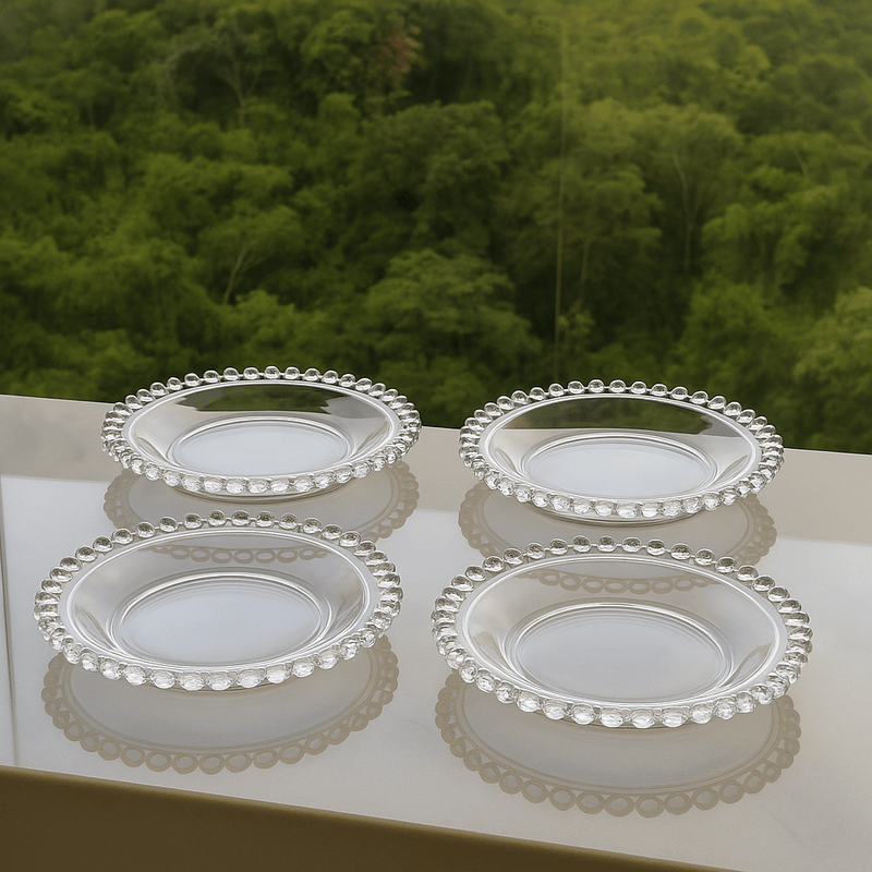 Jogo 4 Pratos em Cristal Pearl 14cm