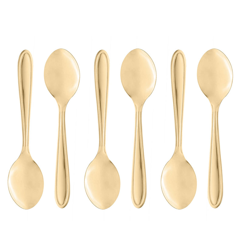 Jogo 6 Colheres para Sobremesa Gastro Aço Inox Dourado 13cm