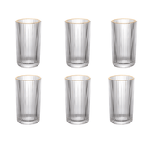 Jogo 6 Copos Altos Long Drink com Borda Dourada Graffiato 420ml