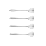 Jogo de 4 Colheres Aço Inox para Chá Heart Coração Prateada 12,7 cm