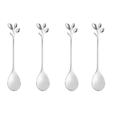 Jogo de 4 Colheres Aço Inox Para Chá Leaves Folhas