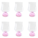 Jogo 6 Taças Base Esfera Rosa e Transparente 440ml