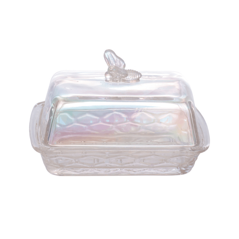 Manteigueira de Vidro Bee Abelha Rainbow 15cm