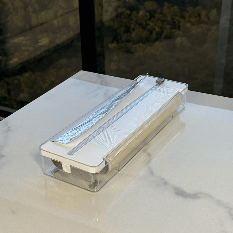 Organizador e Cortador de Rolos Duplo Clear Branco