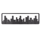 Skyline Cabideiro de Parede Cidade Preto com 5 Ganchos