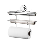 Suporte de Rolos Triplo para Papel Toalha/Alumínio/PVC com Ventosa Cromado