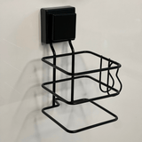 Suporte para Secador de Cabelo Fixação Ventosa Preto