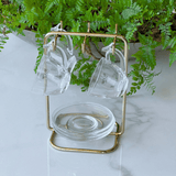 Suporte para Xicaras e Pires de Café Aço Dourado