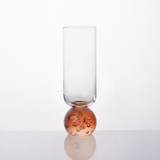 Taça Copo para Champanhe Vidro com Base Esfera Transparente e Âmbar 250ml