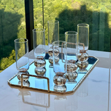Taça Copo para Champanhe Vidro com Base Esfera Transparente e Âmbar 250ml