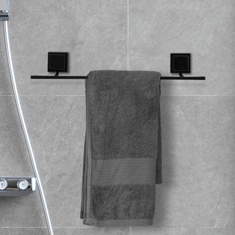 Toalheiro Porta Toalha de Banho de Piatina 3M Black Preto 50cm