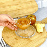 Jogo de 4 Xícaras de Chá Cristal de Chumbo com Pires Pearl Bolinha - 180ml